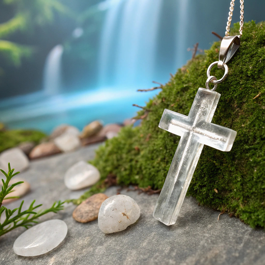 Bergkristall Kreuz-Anhänger – Klare Energieleichtigkeit