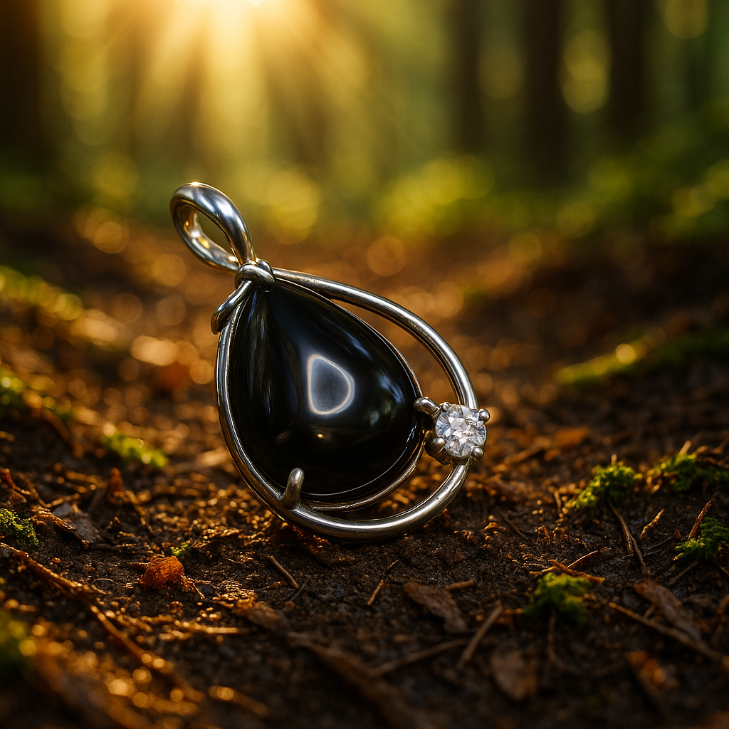 Onyx Tropfen-Anhänger – Eleganz in tiefem Schwarz