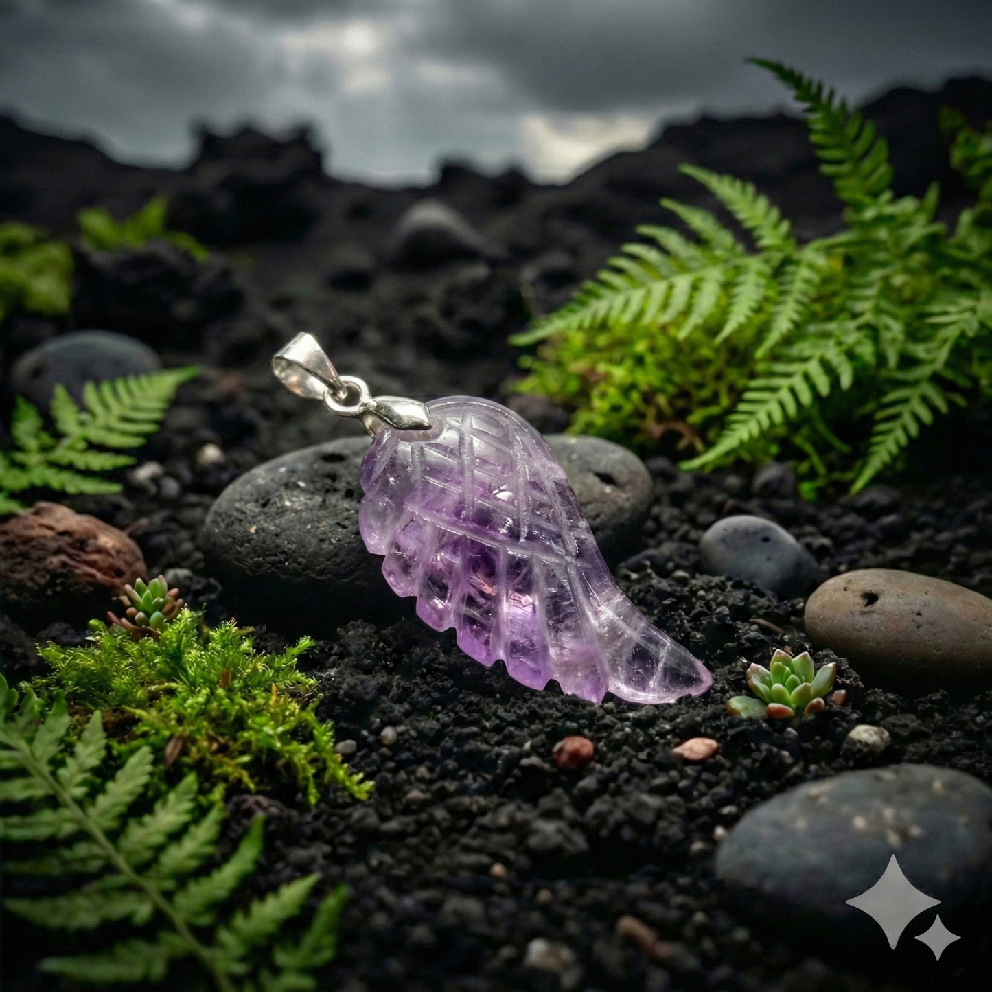 Amethyst Flügel-Anhänger – Symbol für Schutz und innere Ruhe